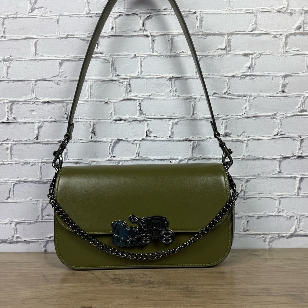 NWTCoach Harper Shoulder Crossbody Bag olive  green a free unbranded Chain strap